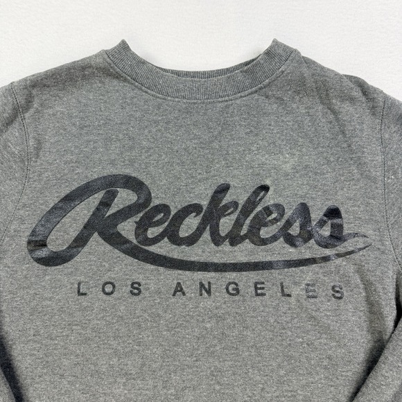 Mens Young And Reckless Sweatshirt Pullover Crew Neck Long Sleeve Gray Size Med - Picture 2 of 6